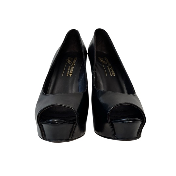 Donald J. Pliner Peep Toe Patent Leather Platform Pump Sandals Black 7 - Picture 6 of 11